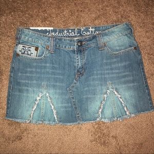 Industrial Cotton Denim Mini Skirt